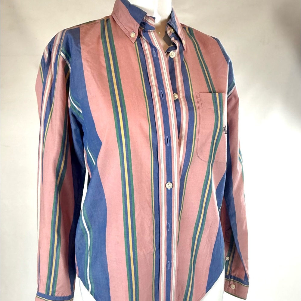 Lauren Ralph Lauren Vintage Y2K Preppy Button Down Shirt Pink and Blue 4P EUC